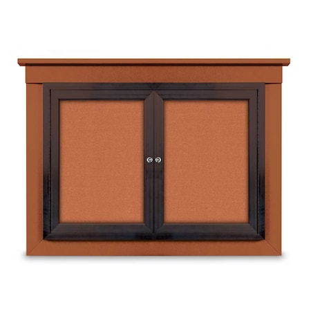United Visual Products 24"x36" 1-Door Enclosed Letterboard, Black Felt/Cherry UV2621O-CHERRY-BLACK